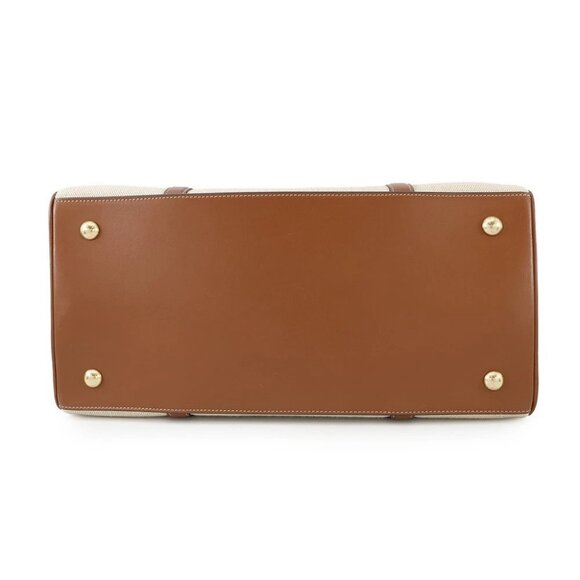 CELINE Medium Cabas16(Saise) Tote Bag Canvas/Leather Natural/Ta - Picture 4 of 16